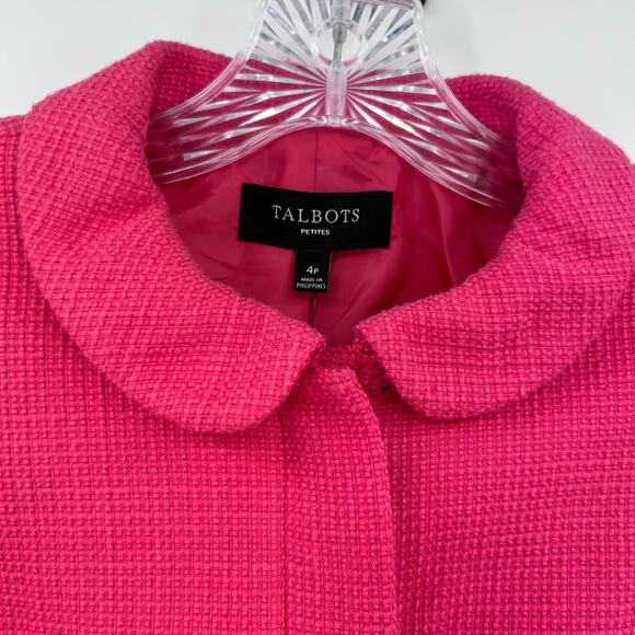 NWT Talbots Full Zip Blazer Suit Jacket Pink Office Bright Career Womens Size 4P - Picture 9 of 13